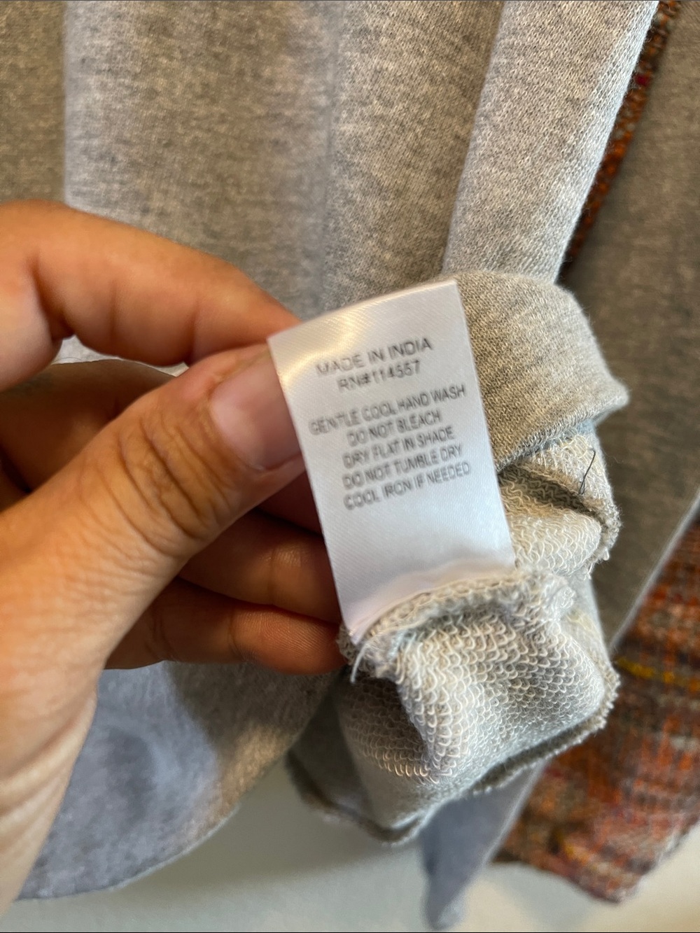 THML Gray Sweatshirt with Pink and Orange Tweed Sleeves - Picture 6 of 7